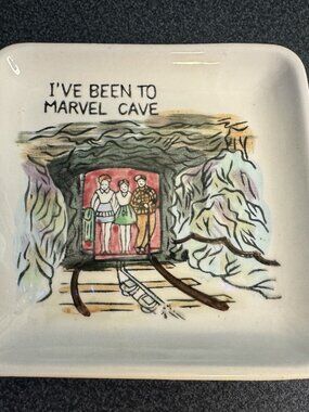 Hand painted Vintage Marvel Cave Silver Dollar City Souvenir Trinket Plate